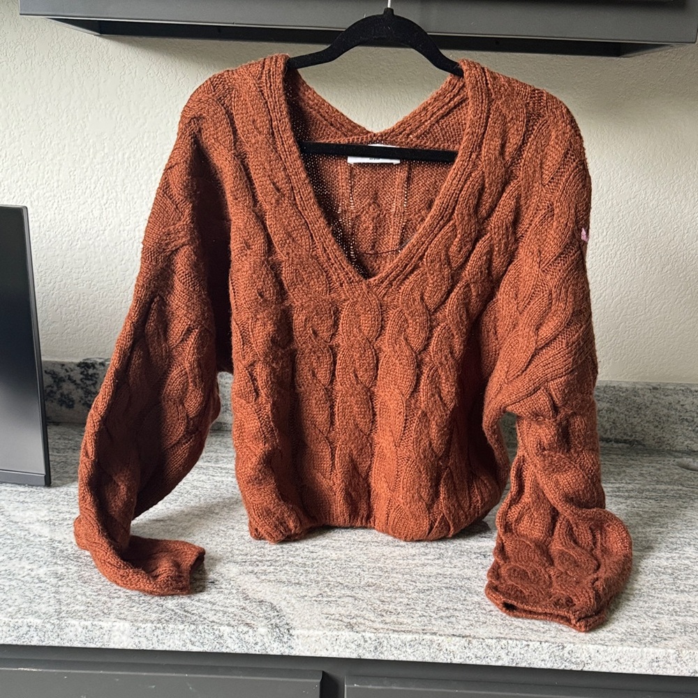 Double Zero Rust V-Neck Sweater
